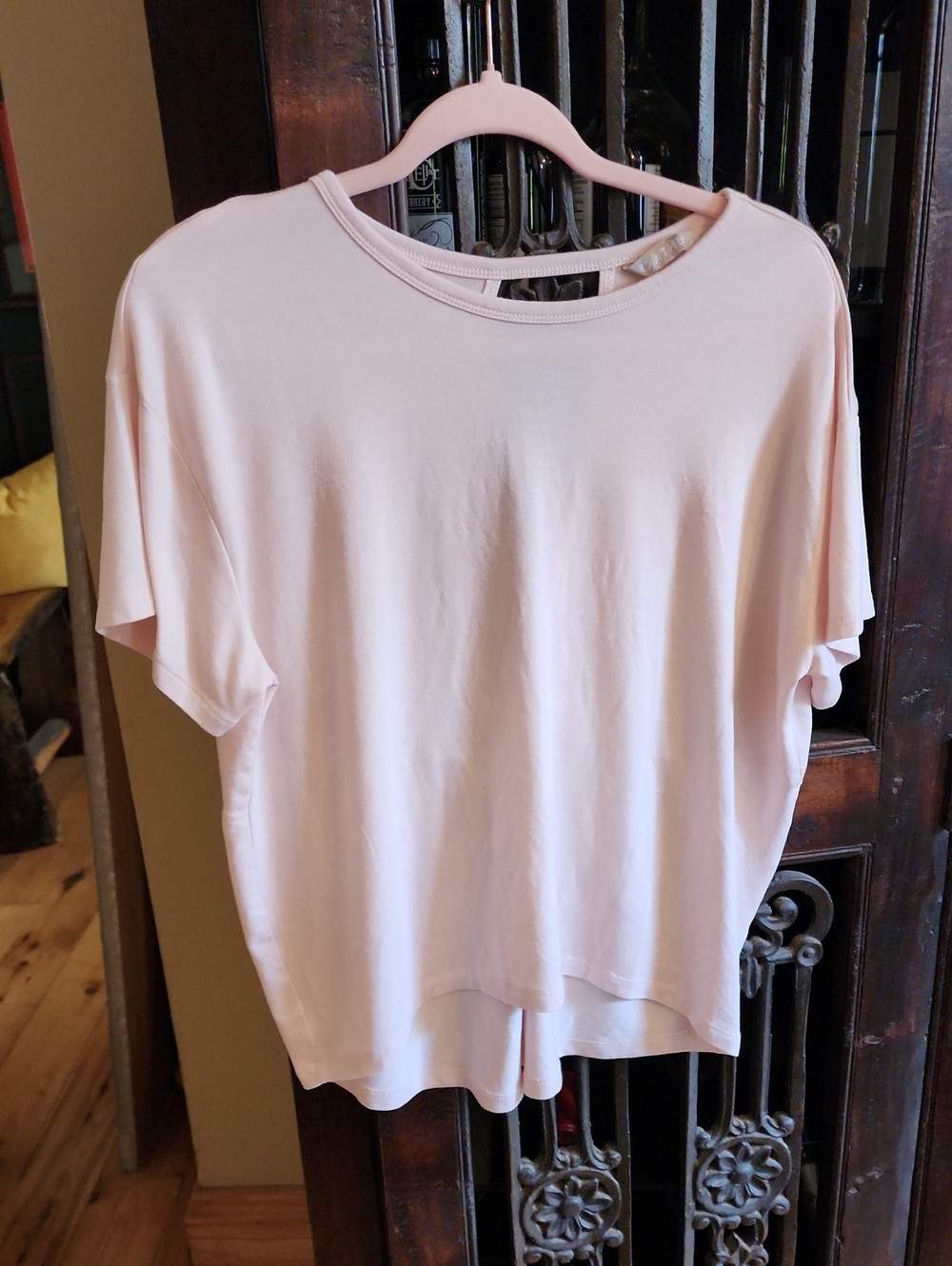 Athleta Pale Pink Short-Sleeve Silky, Boxy Tee With Back Detail, Size M
